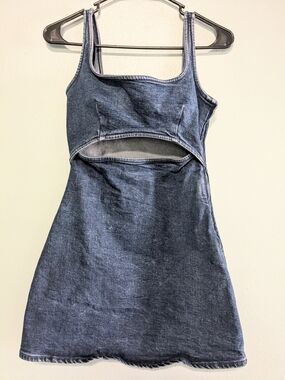 Zara Denim Cutout Mini Dress in Washed Blue